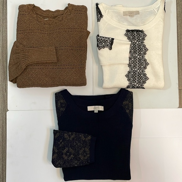 Ann Taylor LOFT Bundle of 3 Pullover Knit Sweaters M EUC - Picture 11 of 14